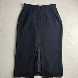 Dana Buchman Petites Black Pencil Skirt Front Exposed Zipper Slit Size 10